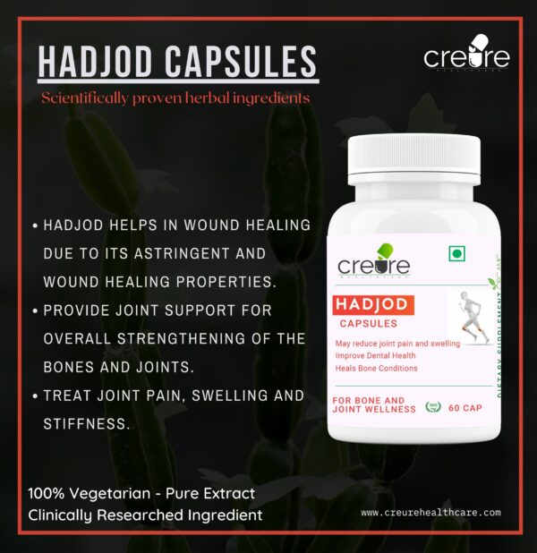 Hajod is a 100% natural bone and joint health supplement made of Hadjod herbs. Hajod helps restore the joint's flexibility by providing nutrients essential to the health of connective tissues.