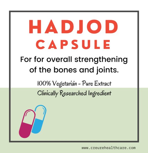 Hajod is a 100% natural bone and joint health supplement made of Hadjod herbs. Hajod helps restore the joint's flexibility by providing nutrients essential to the health of connective tissues.