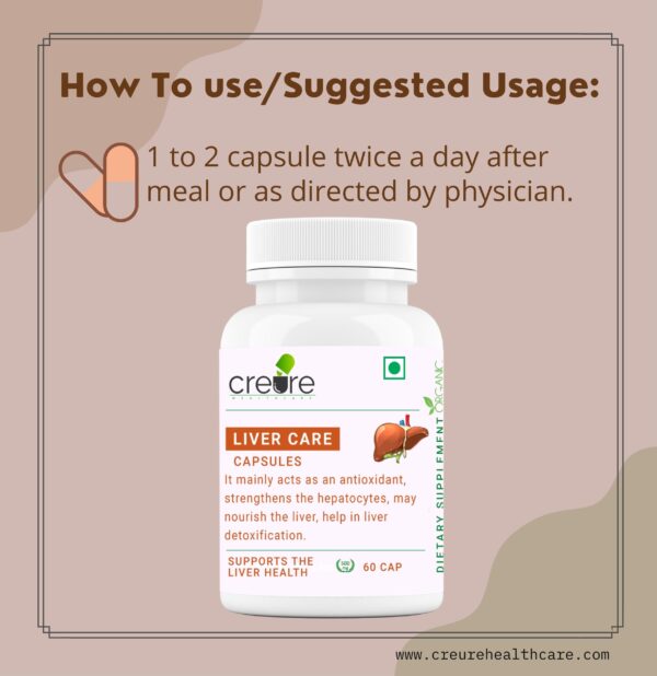 Creure Liver Care Capsule contains herbs that help regulate the normal liver function by eliminating harmful toxins accumulated in the body.