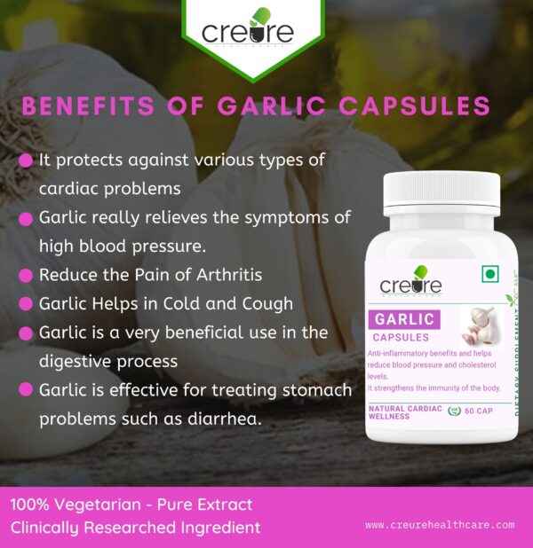buy creure galic capsule 100% pure herbs for cardiac wellness, for digestion and many more benefits