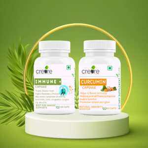 Creure Power Immunity Combo. This Combo includes Immune Plus Capsules and Curcumin Capsules which Strenghten Our Immunity Power.